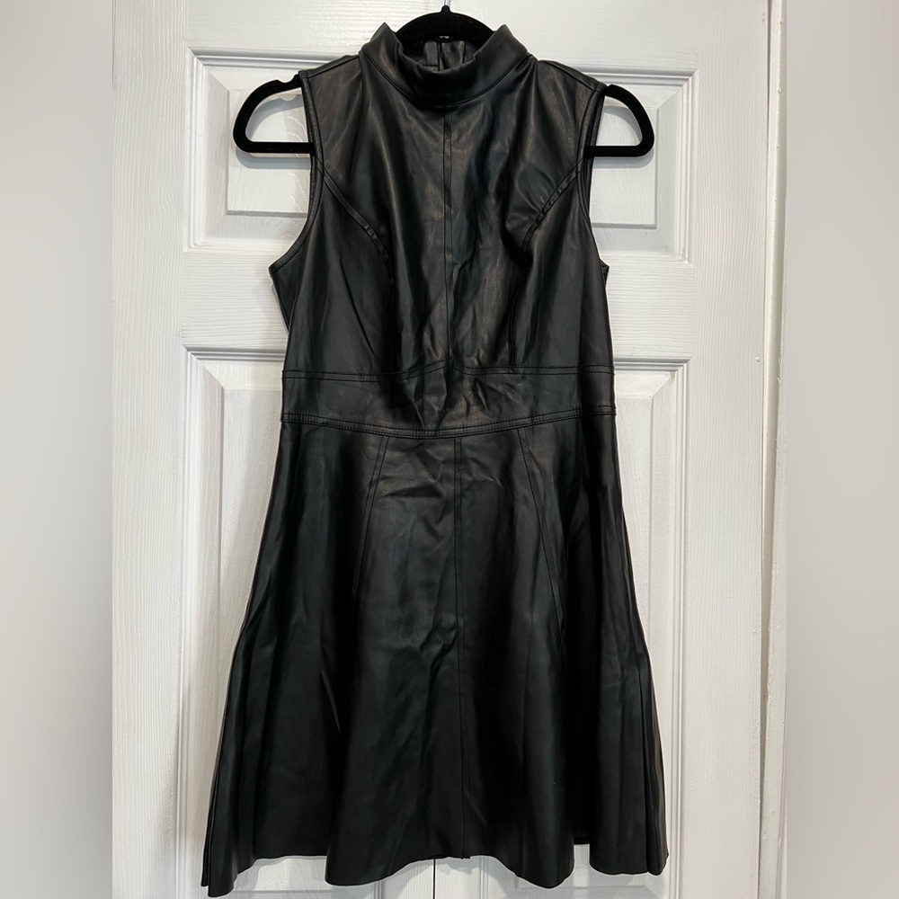 Fit & flare faux leather dress